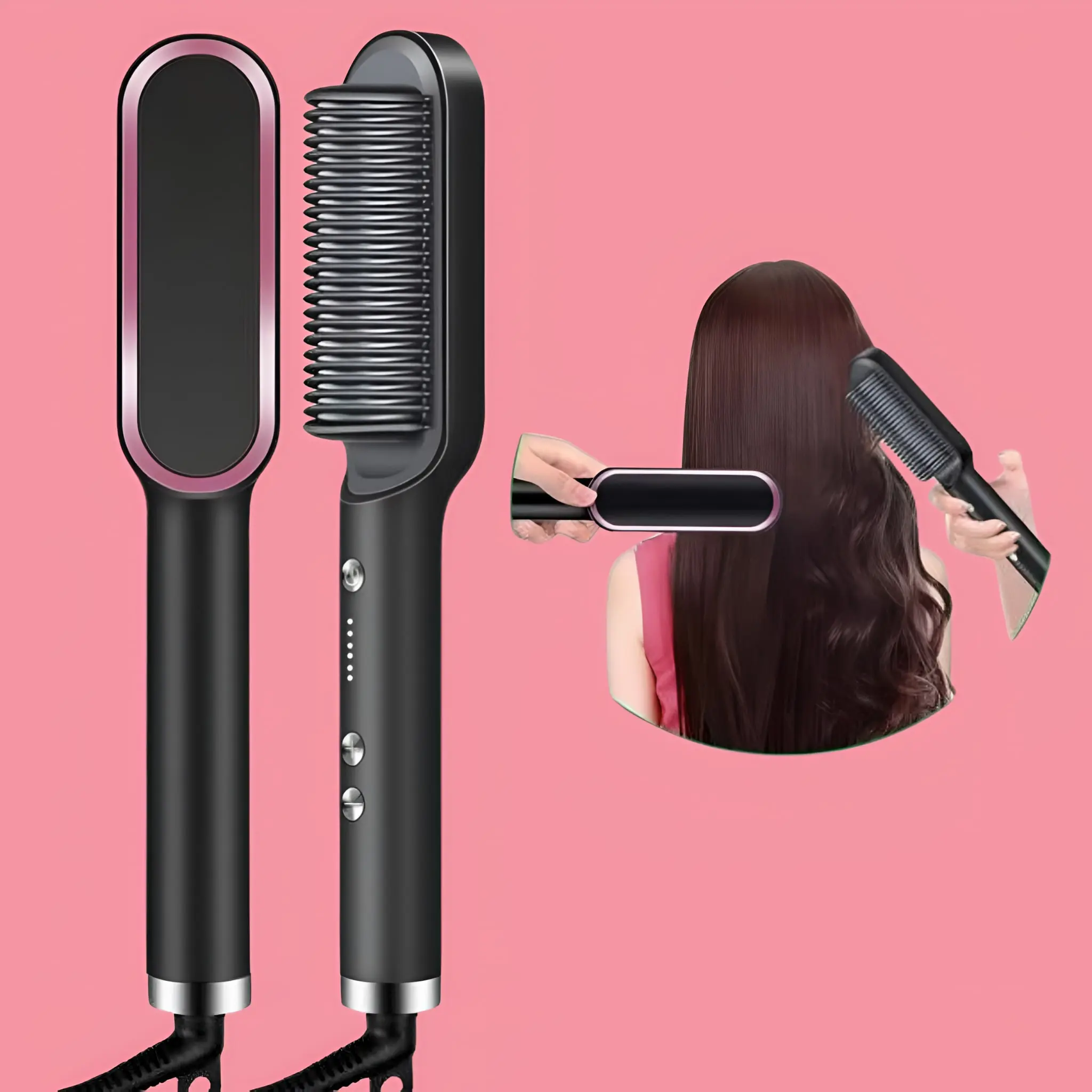 Hair Straightener Brush And Iron Comb - Image 2