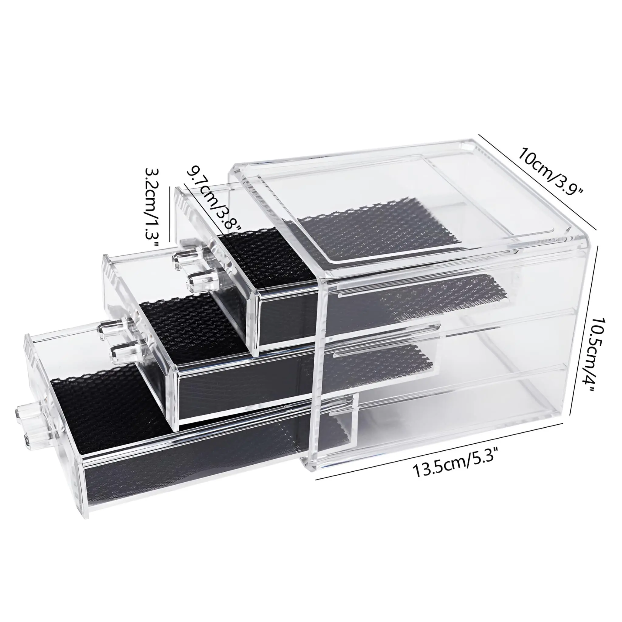 Transparent 3 Drawer Makeup And Jewellery Storage Box - Image 5