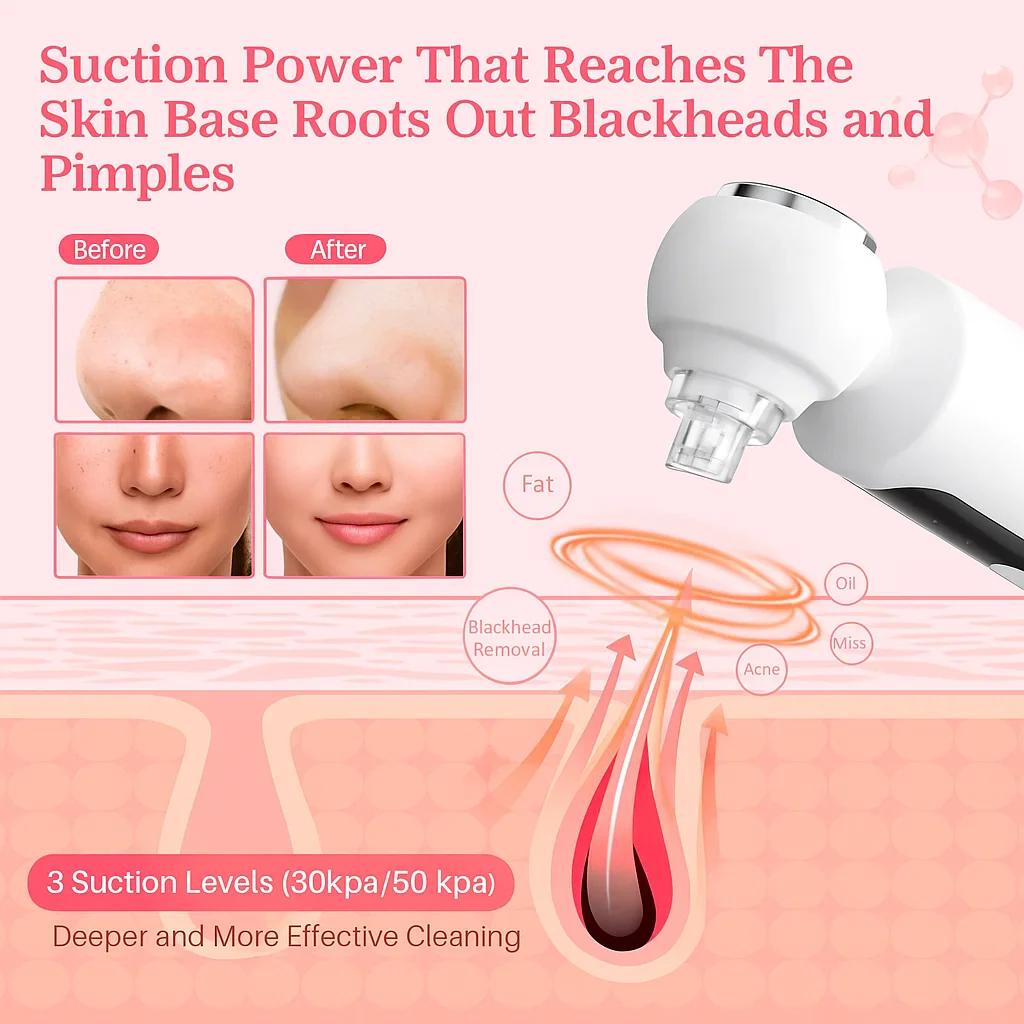 Electric Blackhead Remover Pore Cleaner For Deep Cleansing And Hot Compress - Image 4