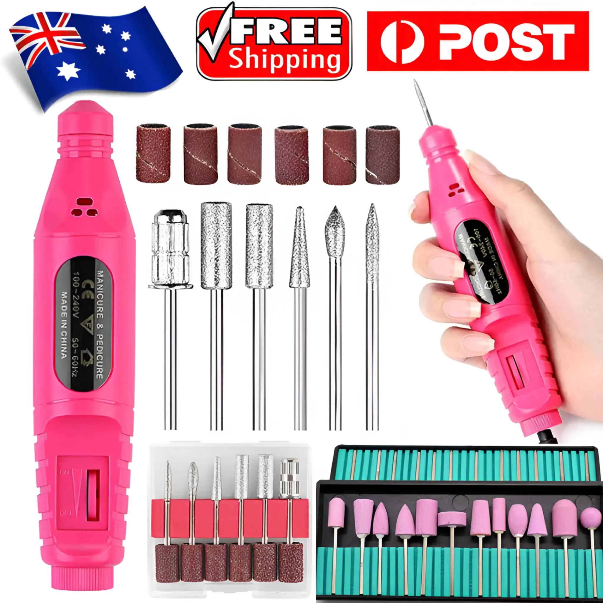 27-Piece Electric Nail Drill Bits Tool Set for Acrylic Art Manicure with Pen Shaper - Image 2