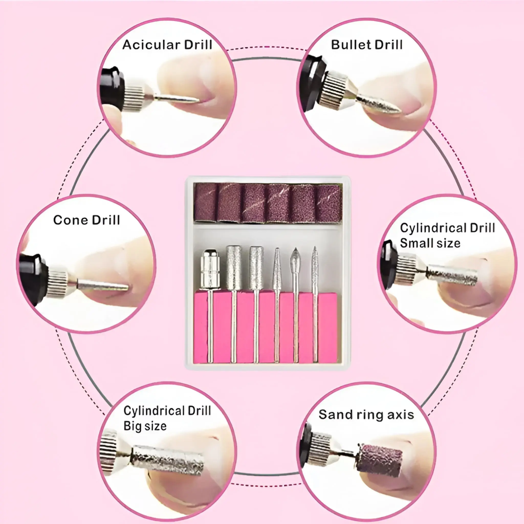 27-Piece Electric Nail Drill Bits Tool Set for Acrylic Art Manicure with Pen Shaper - Image 9