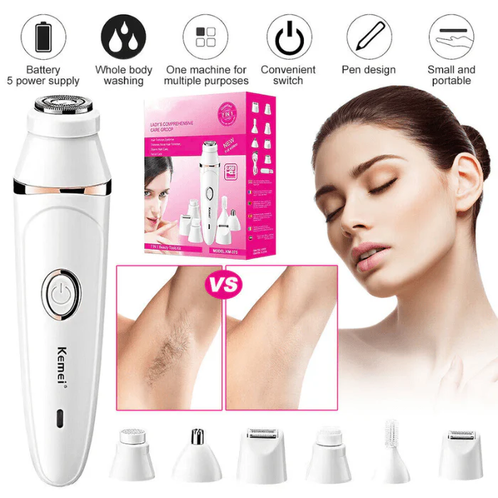 7 in 1 Waterproof Cordless Face Hair Remover Hair Trimmer Shaver - Image 3