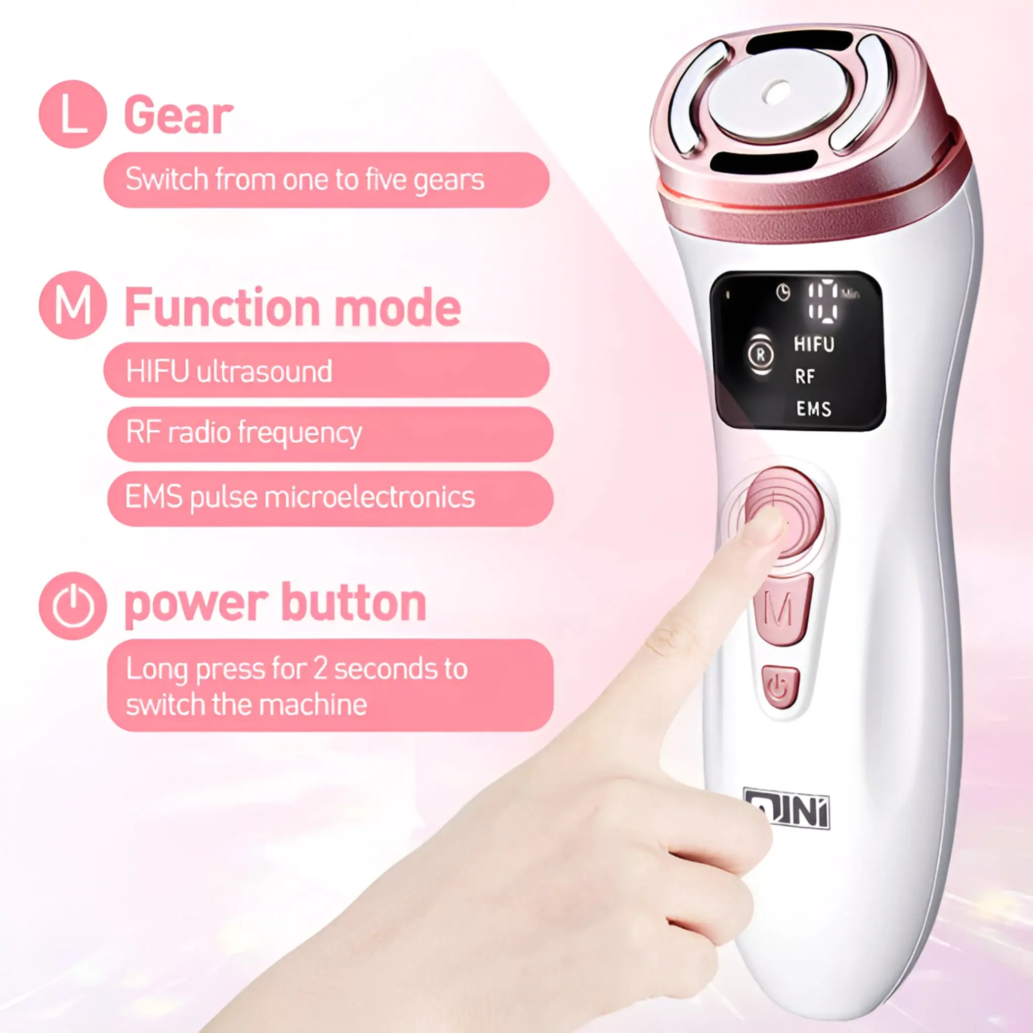 Microcurrent RF Hifu Anti Wrinkles Face Lifting Skin Tightening Device - Image 11