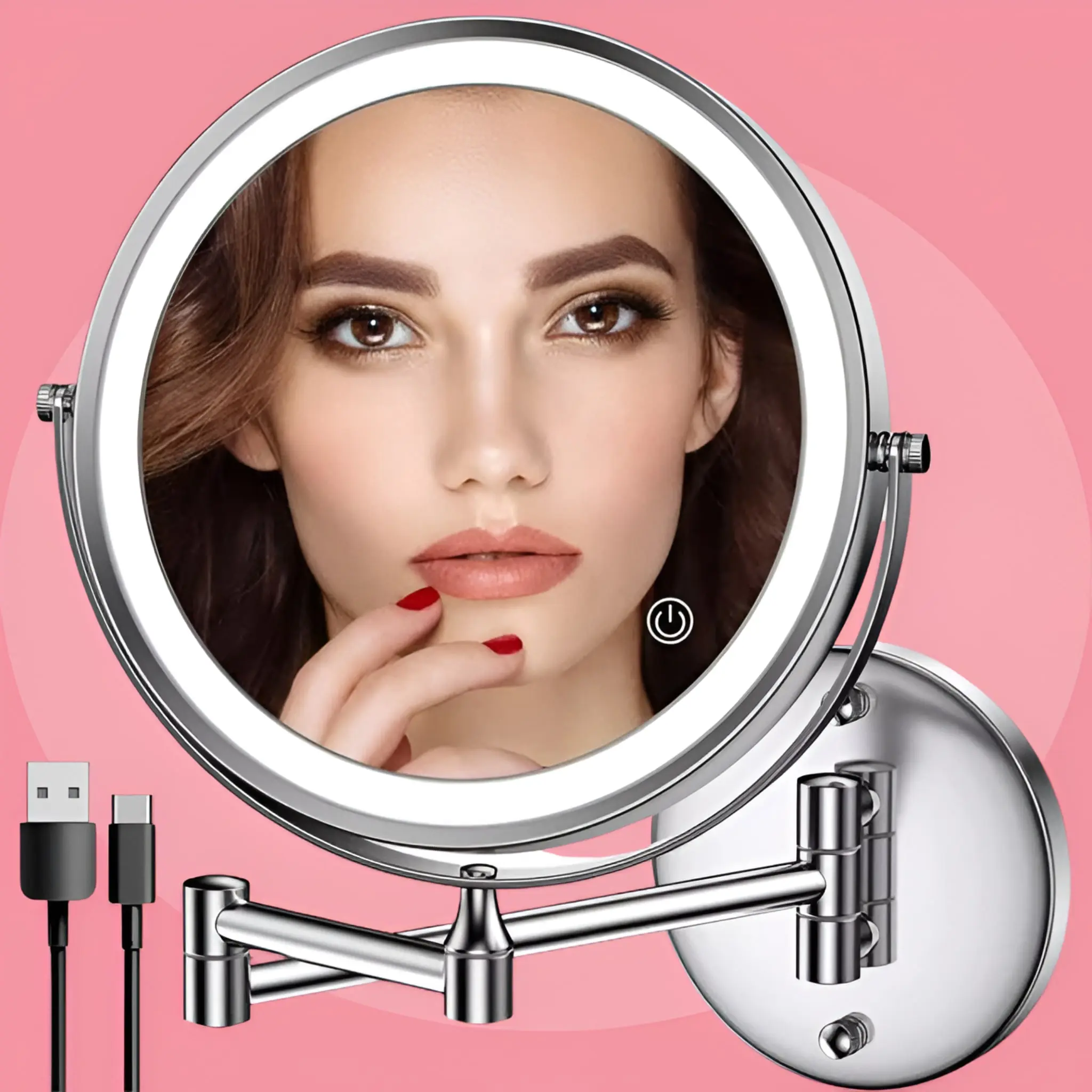 Embellir Extendable 10X Magnifying Double-Sided Makeup Mirror for Bathroom - Image 2