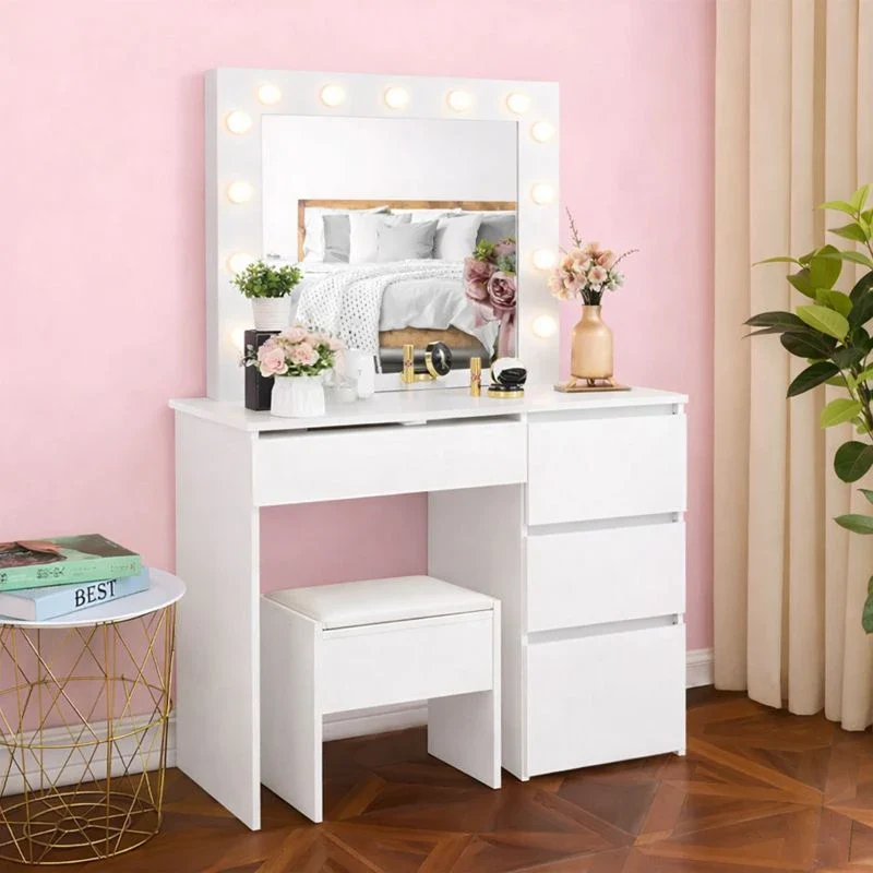 Levede Makeup Vanity Table with LED Lights And Stool - Image 6